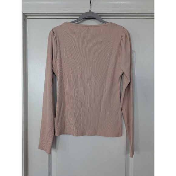 J.‎ Crew Ribbed stretch-cotton square neck T-Shirt women's size XL tan basics - Picture 6 of 6